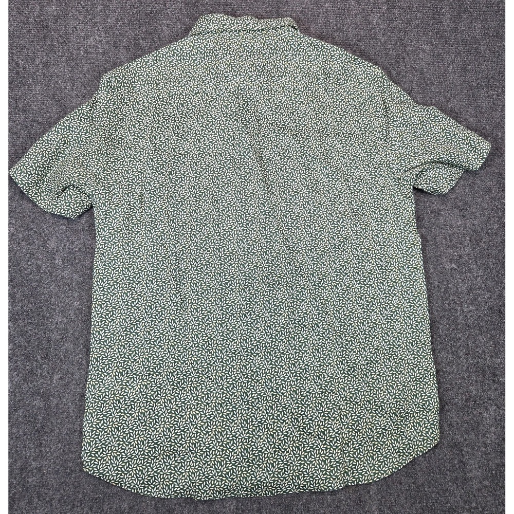 Vineyard Vines Linen Shirt Mens Medium Green Microleaf Short Sleeve - Picture 4 of 7